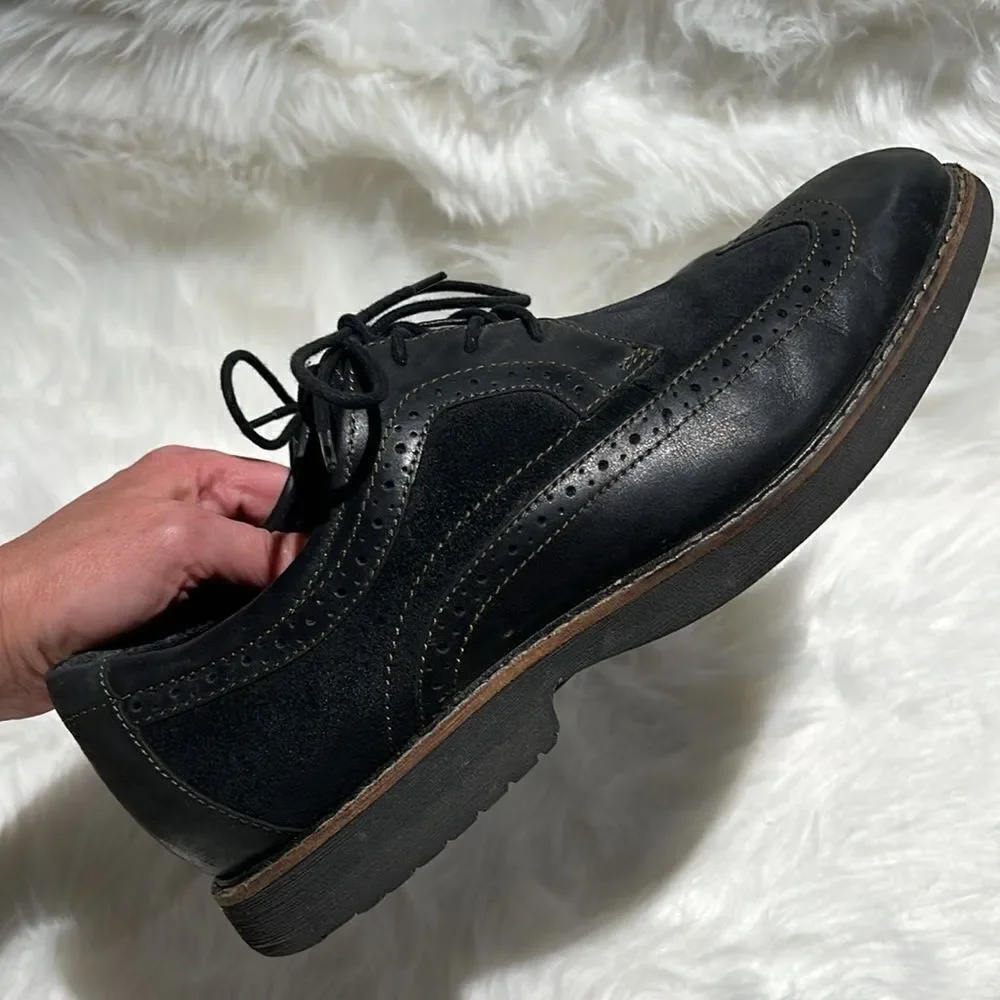 Abeo Ecco Black Leather and Suede Round Toe‎ Oxfords Size 10.5N.  B81